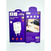 Адаптер питания  INKAX C06 USB 2.4A, USB-A/USB-A